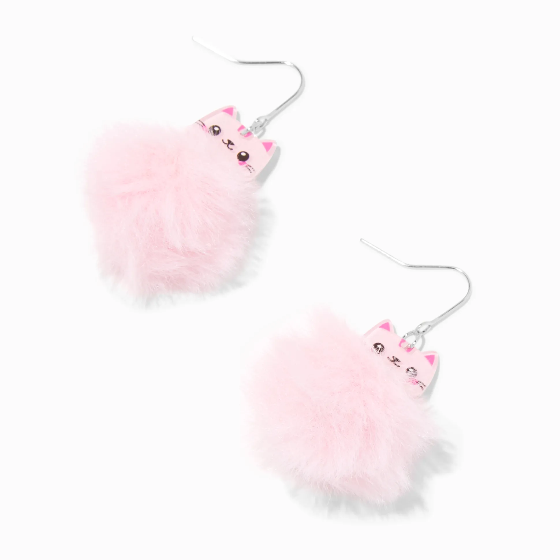 Pendantes 4 cm avec pompons chat roses