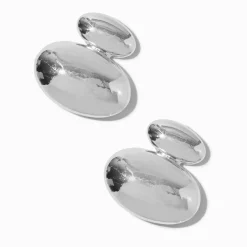 Pendantes 2,5 cm bulles effet fondu couleur argentée