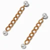 Pendantes 8 cm chaîne à maillons gourmette perles d'imitation couleur argentée