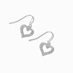 Pendantes 1,5 cm couleur argentée cœur en zircon cubique d'imitation roses