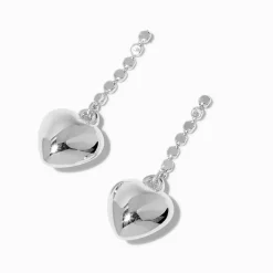 Pendantes 4 cm cœur bombé couleur argentée