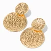 Pendantes 5 cm deux disques texturés couleur dorée