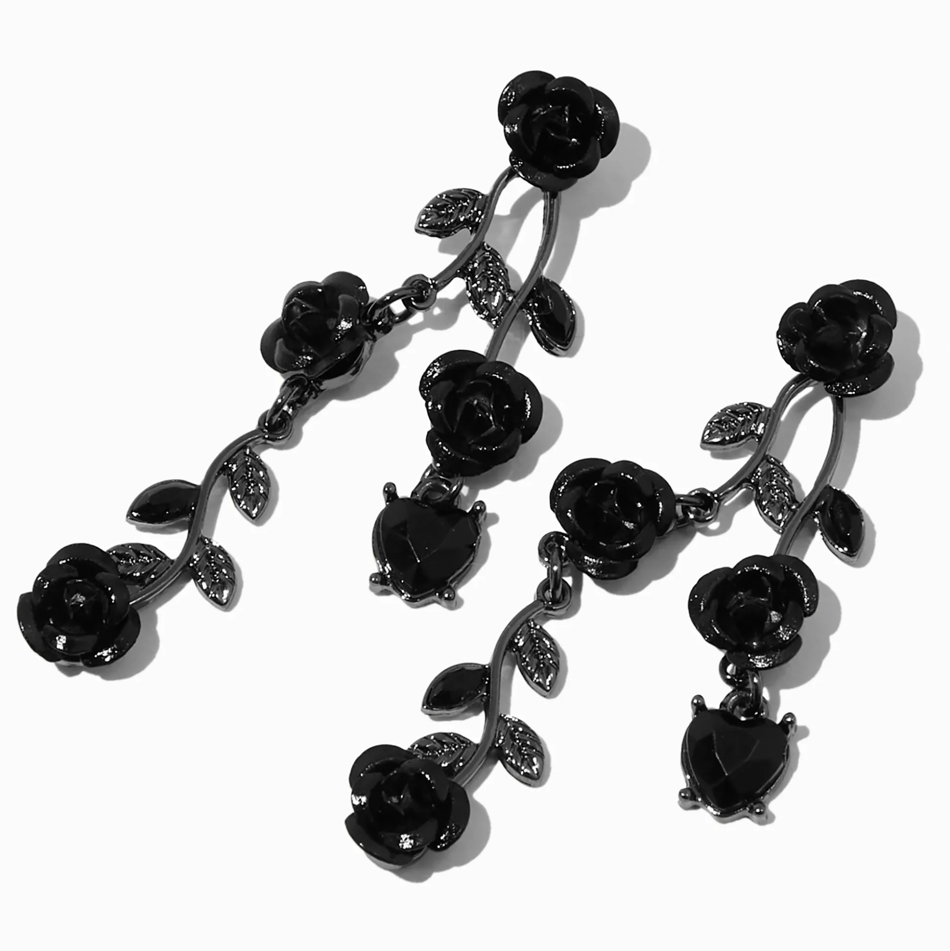 Pendantes 5 cm feuilles de vigne roses noires