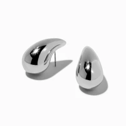 Pendantes 2,5 cm gros haricot couleur argentée