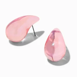 Pendantes 2,5 cm haricot de grande taille AB iridescentes roses