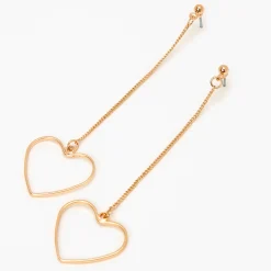 Pendantes 8 cm linéaires cœur ajouré couleur dorée