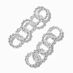 Pendantes 5 cm maillons de chaîne circulaires torsadés couleur argentée