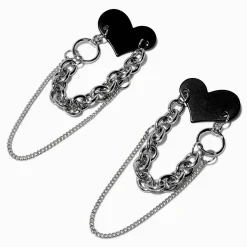 Pendantes 8 cm maillons de chaîne cœur noires