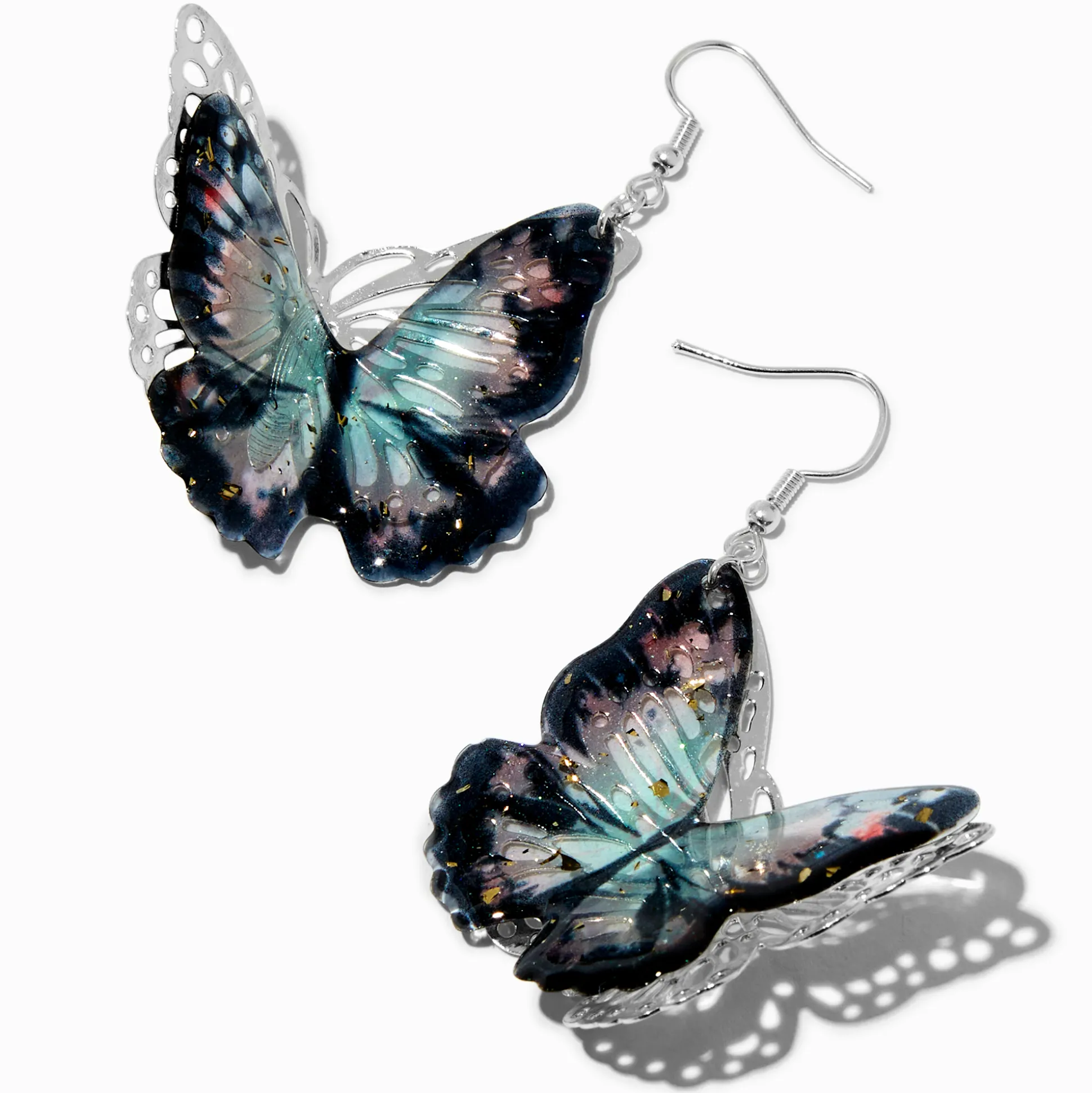 Pendantes 5 cm papillon 3D en filigrane noires