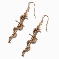 Pendantes 6 cm serpent dague couleur dorée