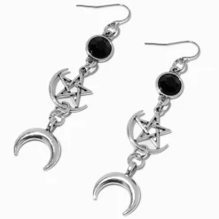 Pendantes 6,5 cm sorcellerie couleur argentée