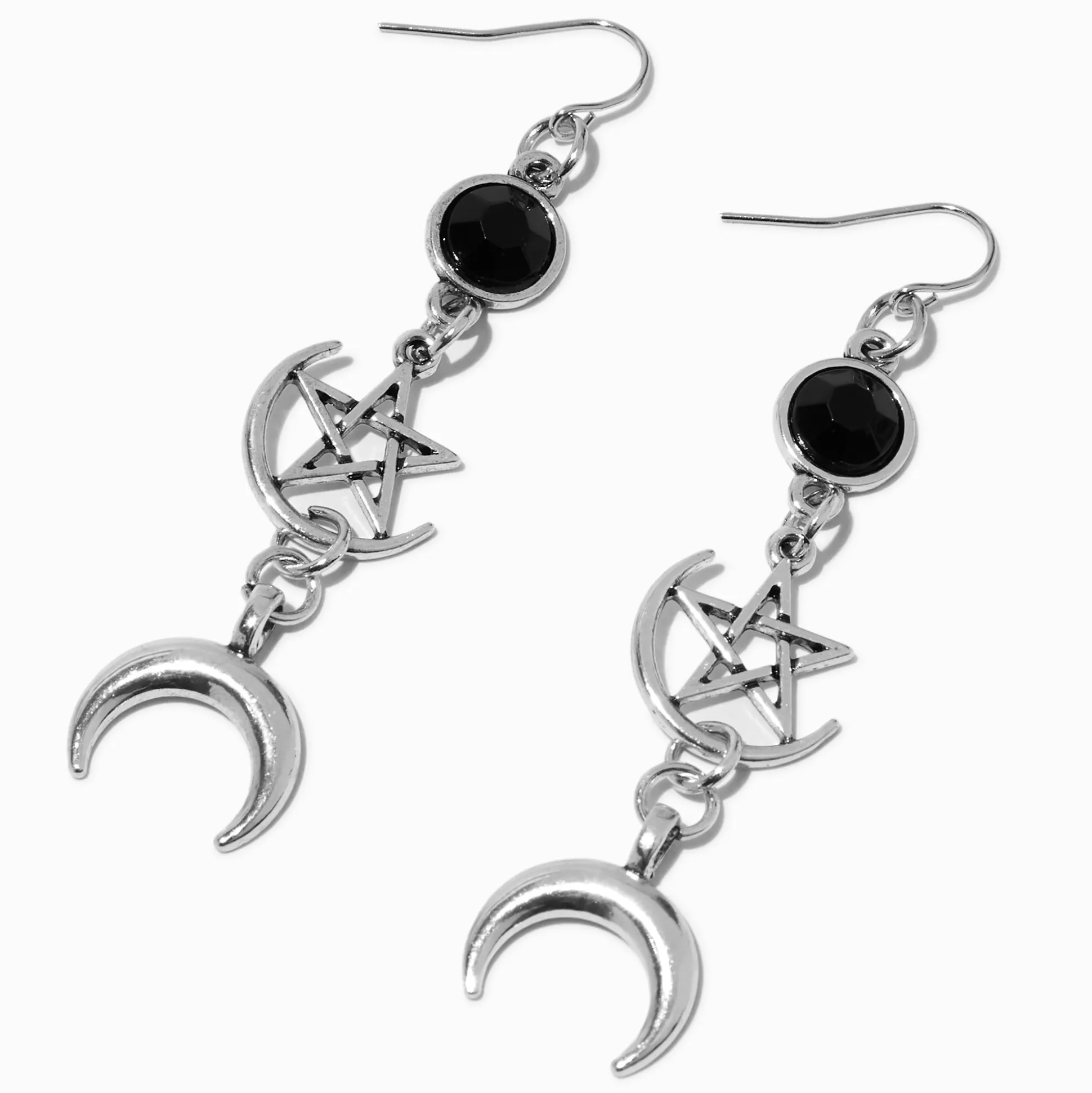 Pendantes 6,5 cm sorcellerie couleur argentée