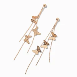 Pendantes 10 cm triple papillon couleur dorée