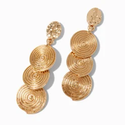 Pendantes 5 cm triple spirale couleur dorée