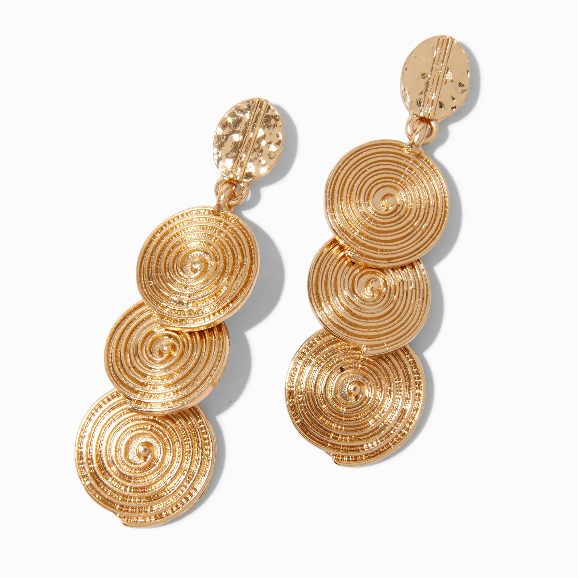 Pendantes 5 cm triple spirale couleur dorée