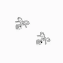 Pendantes cœur nœud couleur argentée C LUXE by Claire’s