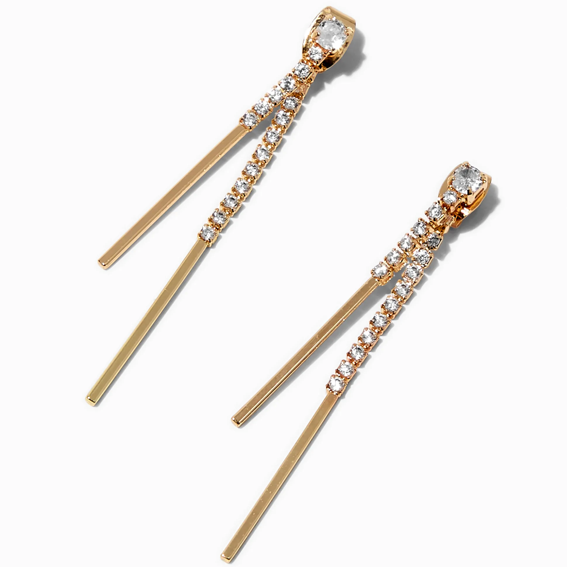 Pendantes devant-derrière barrette en zircon cubique couleur dorée