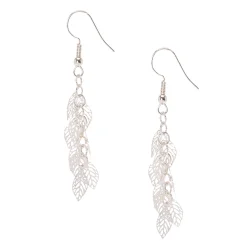 Pendantes feuille en filigrane couleur argentée