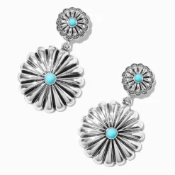 Pendantes fleur cowgirl en turquoise d'imitation