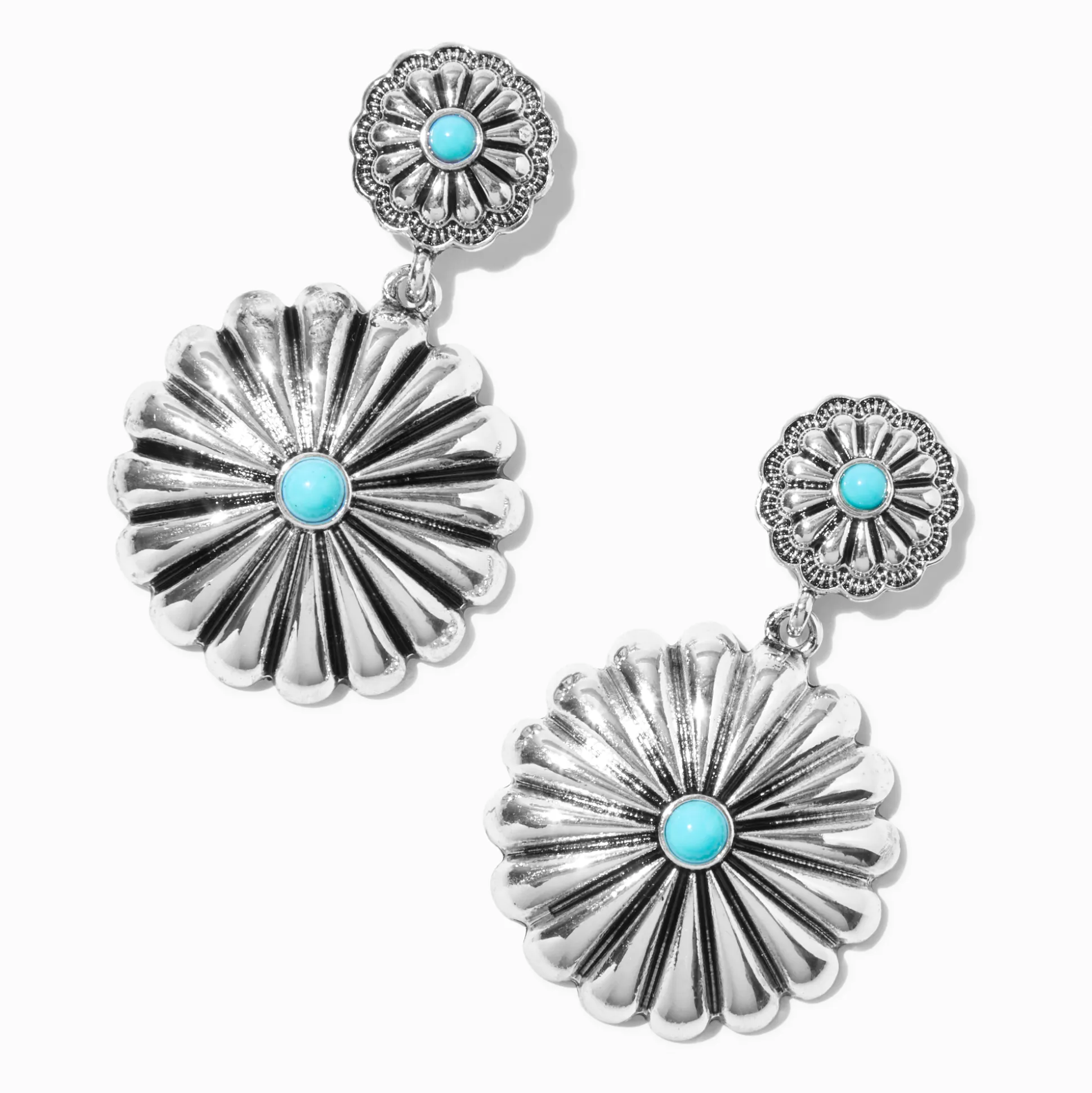 Pendantes fleur cowgirl en turquoise d'imitation