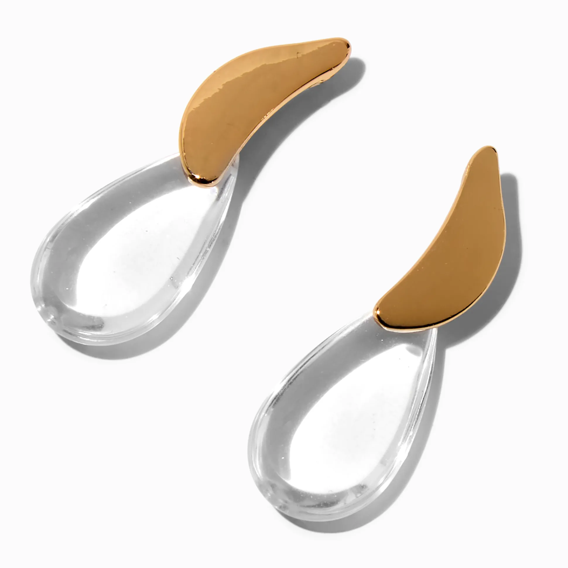 Pendantes goutte couleur dorée et transparentes