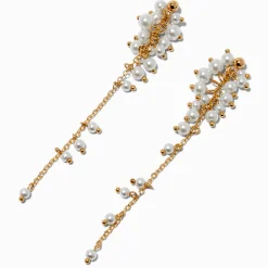 Pendantes grappe perles d'imitation couleur dorée