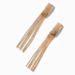 Pendantes incurvées lisses à pompons couleur dorée