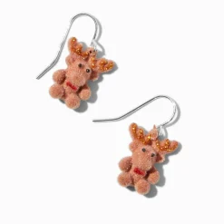 Pendantes élan duveteux marron