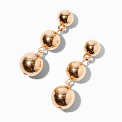 Pendantes linéaires billes de tailles graduelles couleur dorée