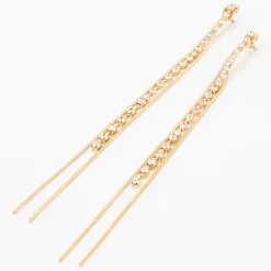 Pendantes linéaires colonnes de strass 11,5 cm couleur dorée