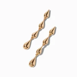 Pendantes linéaires en forme de goutte couleur dorée