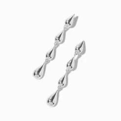 Pendantes linéaires en forme de goutte couleur argentée