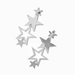 Pendantes linéaires étoile couleur argentée