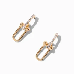 Pendantes maillons de chaîne strass couleur dorée