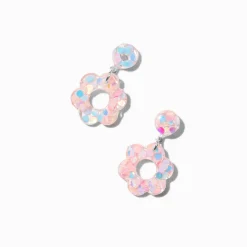 Pendantes marguerites roses scintillantes