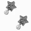 Pendantes perle d'imitation et étoile martelées couleur argentée