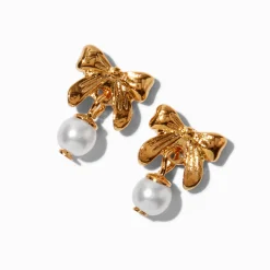 Pendantes perle d'imitation nœud couleur dorée C LUXE by Claire's