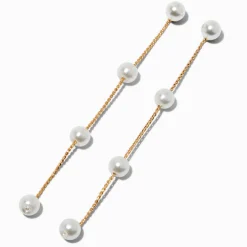 Pendantes perles d'imitation linéaires couleur dorée