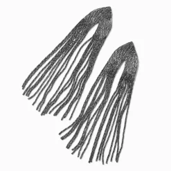 Pendantes pompon chaîne couleur hématite