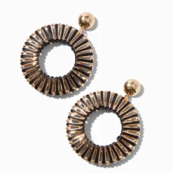 Pendantes rondes enveloppées noires couleur dorée