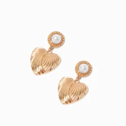 Pendantes texturées perle d'imitation couleur dorée