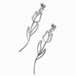 Pendantes tulipe couleur argentée