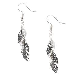 Pendants avec feuilles d'arbre découpées de métaux mixtes