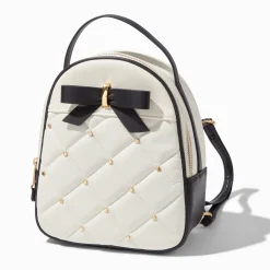 Petit sac à dos coquet matelassé blanc avec nœud