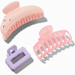 Petites pinces à cheveux monochromes mignonnes roses - Lot de 3