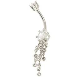 Piercing de nombril 1,6 mm effet drapé couleur argentée en zircon cubique d'imitation