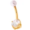 Piercing nombril avec zircon cubique et perle d'imitation sur le dessus