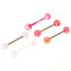 Piercings de langue tourbillon 1,6 mm super mignons - Rose, lot de 5