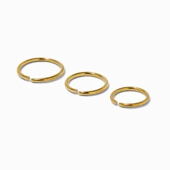 Piercings de nez aux designs variés 0,8 mm couleur dorée - Lot de 3