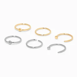 Piercings de nez 0,8 mm anneaux et clous boules en titane et métaux mixtes - Lot de 6